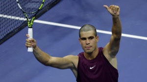US Open: Buzz cut Alcaraz powers himself into 2nd round with straight sets win
