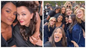 Aishwarya Rai Bachchan Stuns at Paris Fashion Week, Posing with 'Bridgerton' Star Simone Ashley and Eva Longoria