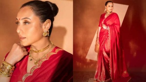 Rani in red, Kajol in mauve: Mukerji sisters’ saree glam at Durga Puja steals the show