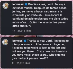 'Going to be weird': Lionel Messi with amusing comment on Jordi Alba's retirement