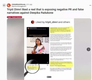 Triptii Dimri Shows Support for Deepika Padukone Amid 'Spirit' Casting Controversy and Director's Cryptic Posts