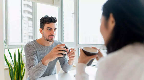 People confidently making eye contact.