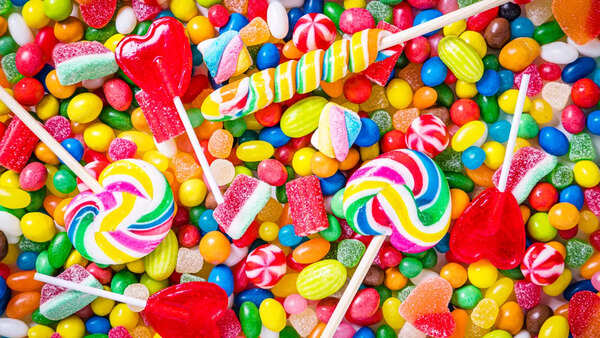 Colorful candies showcasing artificial food dyes
