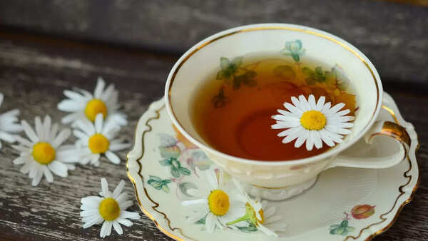Relaxing cup of chamomile tea