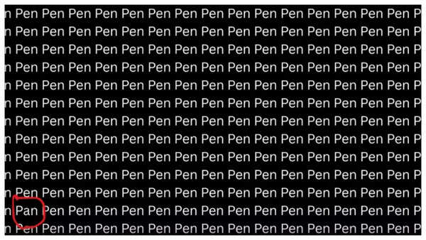 Spot the odd word in this optical illusion.